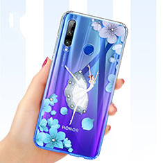 Funda Silicona Ultrafina Carcasa Transparente Flores T03 para Huawei Honor 20E Blanco