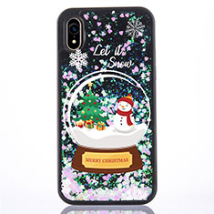 Funda Silicona Ultrafina Carcasa Transparente Flores T05 para Apple iPhone XR Negro