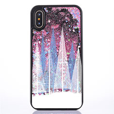 Funda Silicona Ultrafina Carcasa Transparente Flores T09 para Apple iPhone Xs Max Rosa