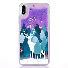 Funda Silicona Ultrafina Carcasa Transparente Flores T22 para Apple iPhone XR Morado