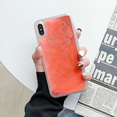 Funda Silicona Ultrafina Carcasa Transparente Flores Z03 para Apple iPhone X Naranja