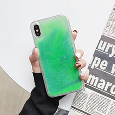 Funda Silicona Ultrafina Carcasa Transparente Flores Z03 para Apple iPhone X Verde