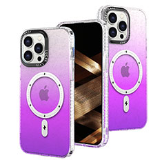 Funda Silicona Ultrafina Carcasa Transparente Gradiente con Mag-Safe Magnetic para Apple iPhone 13 Pro Morado