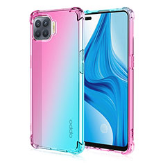 Funda Silicona Ultrafina Carcasa Transparente Gradiente G01 para Oppo Reno4 Lite Cian