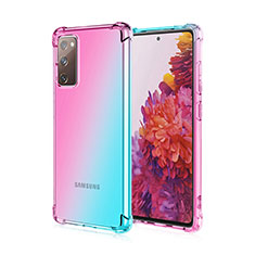 Funda Silicona Ultrafina Carcasa Transparente Gradiente G01 para Samsung Galaxy S20 FE 5G Cian