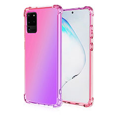 Funda Silicona Ultrafina Carcasa Transparente Gradiente G01 para Samsung Galaxy S20 Ultra 5G Oro Rosa
