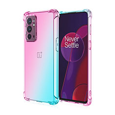 Funda Silicona Ultrafina Carcasa Transparente Gradiente para OnePlus 9RT 5G Cian