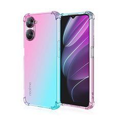 Funda Silicona Ultrafina Carcasa Transparente Gradiente para Realme 10S 5G Cian