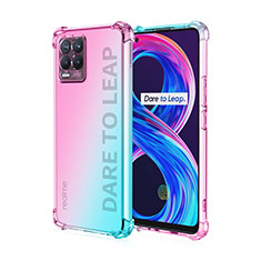 Funda Silicona Ultrafina Carcasa Transparente Gradiente para Realme 8 4G Cian