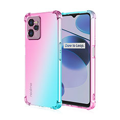 Funda Silicona Ultrafina Carcasa Transparente Gradiente para Realme C35 Cian