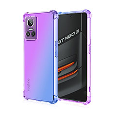Funda Silicona Ultrafina Carcasa Transparente Gradiente para Realme GT Neo3 5G Purpura Claro
