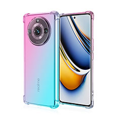 Funda Silicona Ultrafina Carcasa Transparente Gradiente para Realme Narzo 60 5G Cian