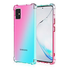 Funda Silicona Ultrafina Carcasa Transparente Gradiente para Samsung Galaxy M40S Cian