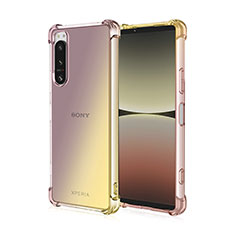 Funda Silicona Ultrafina Carcasa Transparente Gradiente para Sony Xperia 1 II Oro