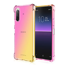 Funda Silicona Ultrafina Carcasa Transparente Gradiente para Sony Xperia 10 V Amarillo
