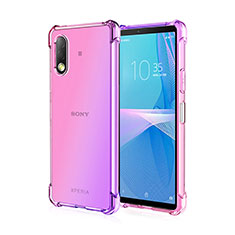 Funda Silicona Ultrafina Carcasa Transparente Gradiente para Sony Xperia Ace II Purpura Claro