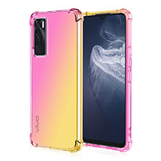 Funda Silicona Ultrafina Carcasa Transparente Gradiente para Vivo V20 SE Amarillo