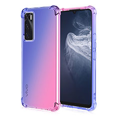 Funda Silicona Ultrafina Carcasa Transparente Gradiente para Vivo V20 SE Azul