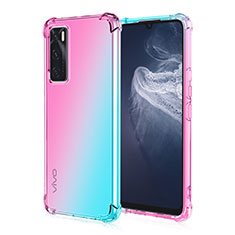 Funda Silicona Ultrafina Carcasa Transparente Gradiente para Vivo Y70 (2020) Cian