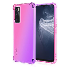 Funda Silicona Ultrafina Carcasa Transparente Gradiente para Vivo Y70 (2020) Rosa