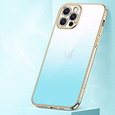 Funda Silicona Ultrafina Carcasa Transparente Gradiente S01 para Apple iPhone 13 Pro Azul