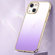 Funda Silicona Ultrafina Carcasa Transparente Gradiente S01 para Apple iPhone 14 Plus Morado