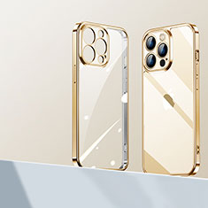 Funda Silicona Ultrafina Carcasa Transparente H01 para Apple iPhone 14 Pro Max Oro