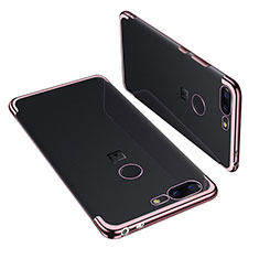 Funda Silicona Ultrafina Carcasa Transparente H01 para OnePlus 5T A5010 Oro Rosa