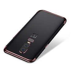 Funda Silicona Ultrafina Carcasa Transparente H01 para OnePlus 6 Oro Rosa