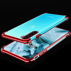 Funda Silicona Ultrafina Carcasa Transparente H01 para OnePlus Nord Rojo