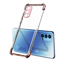 Funda Silicona Ultrafina Carcasa Transparente H01 para Oppo Reno4 5G Oro Rosa