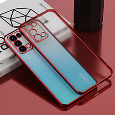 Funda Silicona Ultrafina Carcasa Transparente H01 para Oppo Reno6 Pro 5G Rojo