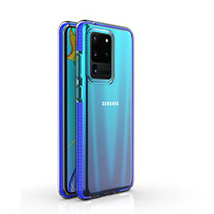 Funda Silicona Ultrafina Carcasa Transparente H01 para Samsung Galaxy S20 Ultra 5G Azul
