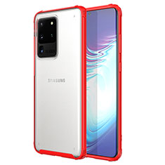 Funda Silicona Ultrafina Carcasa Transparente H02 para Samsung Galaxy S20 Ultra 5G Rojo