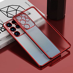 Funda Silicona Ultrafina Carcasa Transparente H02 para Samsung Galaxy S22 Ultra 5G Rojo