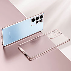 Funda Silicona Ultrafina Carcasa Transparente H03 para Samsung Galaxy S21 Ultra 5G Oro Rosa