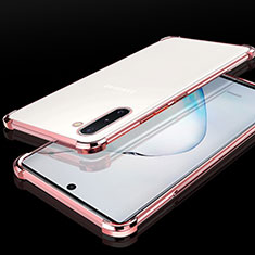 Funda Silicona Ultrafina Carcasa Transparente H04 para Samsung Galaxy Note 10 Plus Oro Rosa