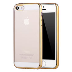 Funda Silicona Ultrafina Carcasa Transparente H05 para Apple iPhone 5 Oro