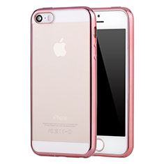 Funda Silicona Ultrafina Carcasa Transparente H05 para Apple iPhone 5 Oro Rosa