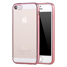 Funda Silicona Ultrafina Carcasa Transparente H05 para Apple iPhone SE Oro Rosa