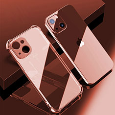 Funda Silicona Ultrafina Carcasa Transparente H06 para Apple iPhone 13 Mini Oro Rosa