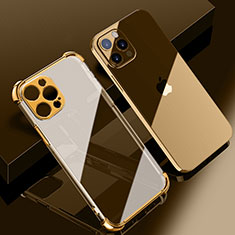 Funda Silicona Ultrafina Carcasa Transparente H06 para Apple iPhone 13 Pro Max Oro