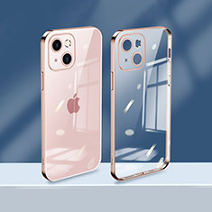 Funda Silicona Ultrafina Carcasa Transparente H08 para Apple iPhone 13 Oro Rosa