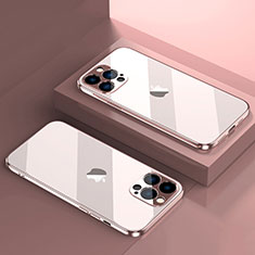 Funda Silicona Ultrafina Carcasa Transparente H08 para Apple iPhone 14 Pro Oro Rosa