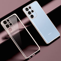 Funda Silicona Ultrafina Carcasa Transparente H08 para Samsung Galaxy S21 Ultra 5G Oro Rosa