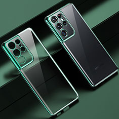 Funda Silicona Ultrafina Carcasa Transparente H08 para Samsung Galaxy S21 Ultra 5G Verde