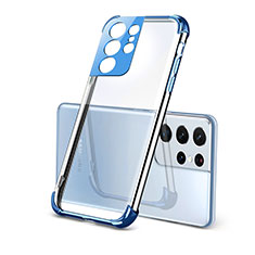 Funda Silicona Ultrafina Carcasa Transparente H09 para Samsung Galaxy S21 Ultra 5G Azul