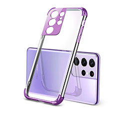 Funda Silicona Ultrafina Carcasa Transparente H09 para Samsung Galaxy S21 Ultra 5G Morado