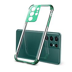 Funda Silicona Ultrafina Carcasa Transparente H09 para Samsung Galaxy S21 Ultra 5G Verde