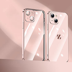 Funda Silicona Ultrafina Carcasa Transparente H10 para Apple iPhone 15 Oro Rosa